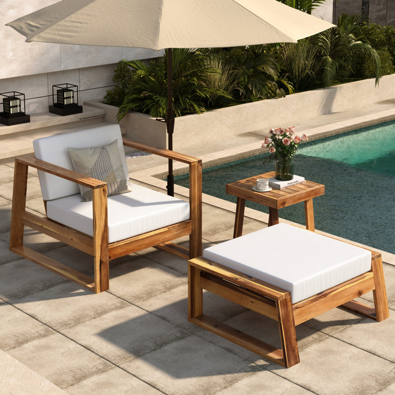 Bois d'extérieur - ensemble de chaise et de table d'appoint pour une utilisation quotidienne et des sièges déchirés Ensemble compact - Coussins en tissu pour une utilisation à long terme à l'extérieur