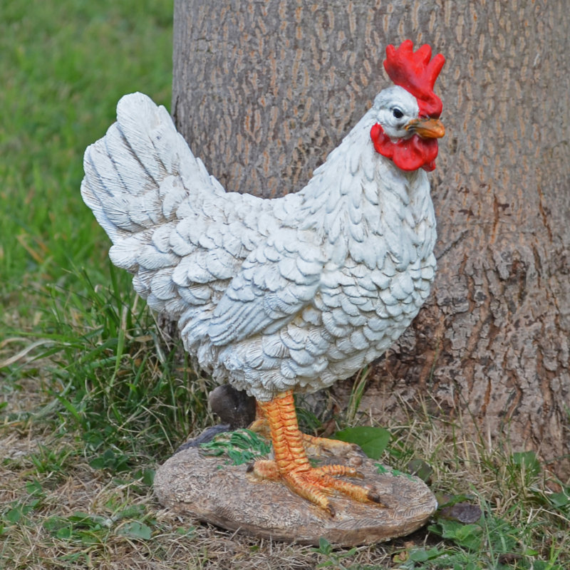 Edmonson Animals Weather Resistant Polyresin Garden Statue, 20cm H x 16.5cm W x 7.5cm D, White