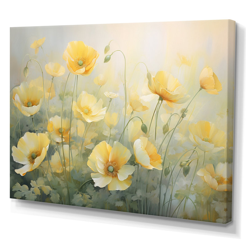 «Malamut White Yellow Buttercups Romantic Impression II - Buttercups», reproduction d'art sur toile encadrée, Toile tendue