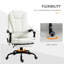Fauteuil de bureau ergonomique massant à dossier haut avec vibration, inclinable et repose-pieds rétractable, fini blanc