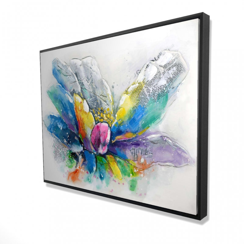 Botanical Industrial Blue Canvas | Abstract Flower Home Decor