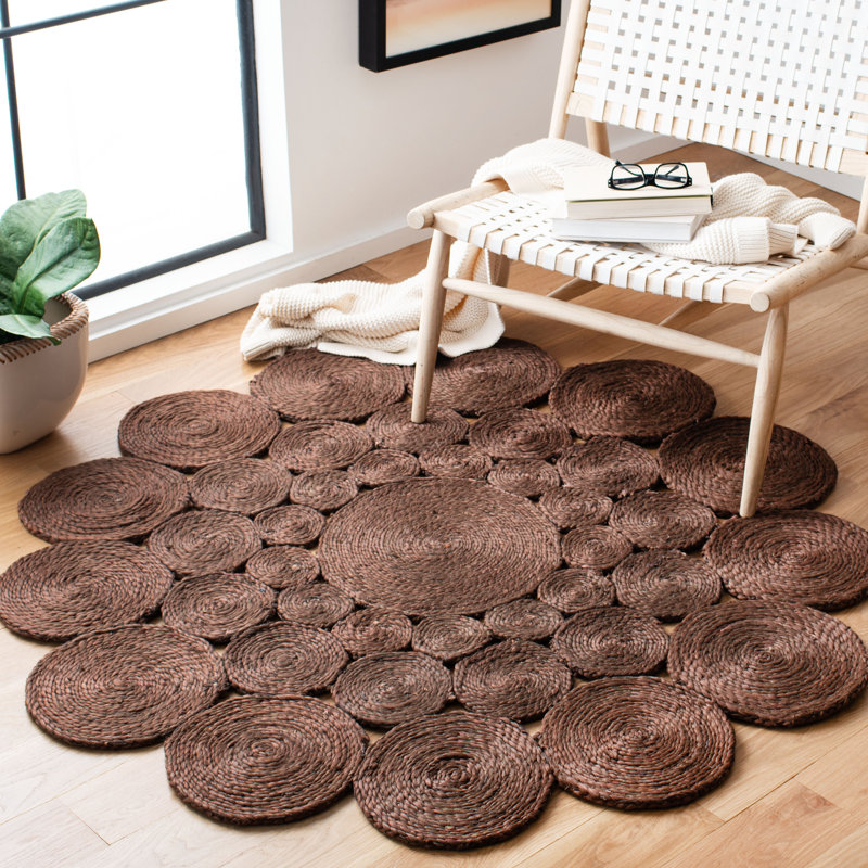 Duvall Natural Fiber Hand Woven Jute Solid Color Rug, Round 5'
