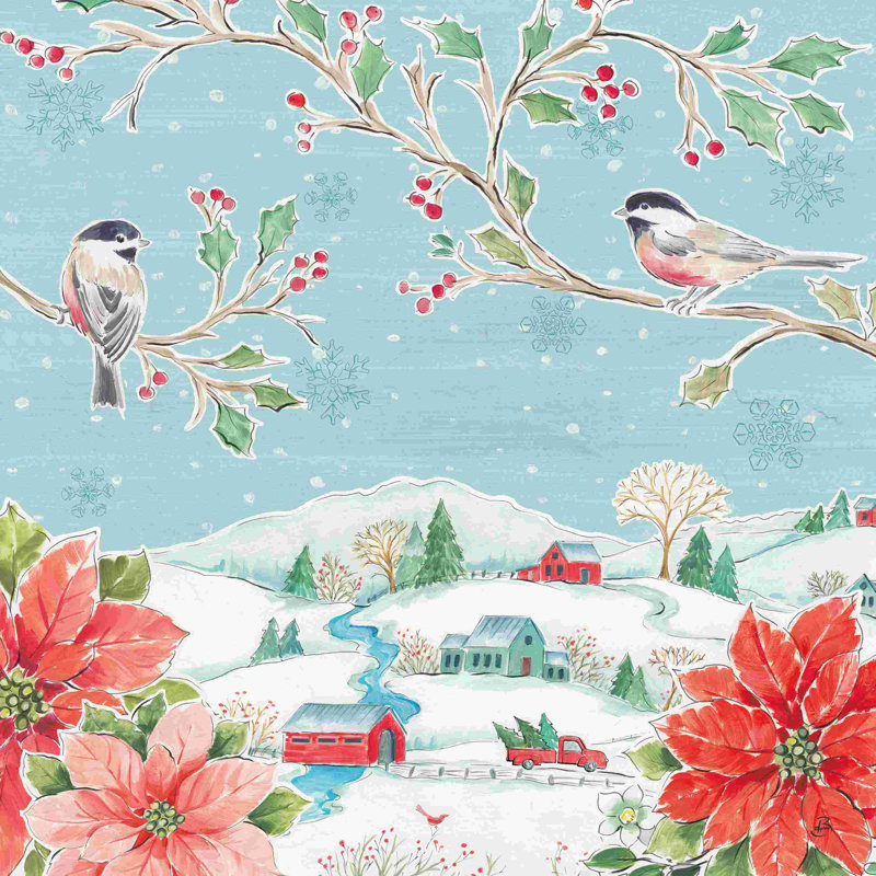 Country Poinsettias V, H 12 po x l 12 po, Non, Toile tendue