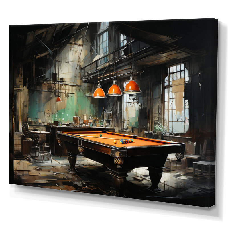 Art mural sur toile Billard Industrial Game III - Billiards, H 34 po x l 44 po, Toile tendue, Sans cadre