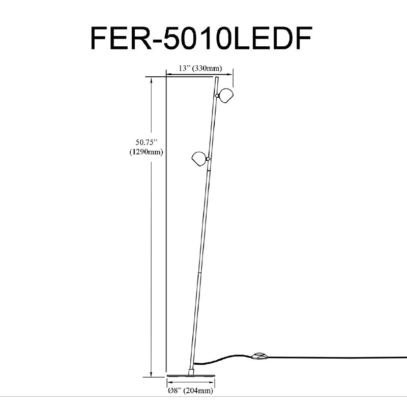 Stevens 2 Light LED Floor Lamp, Satin Black, Satin Black