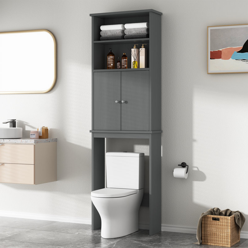 Eftimie 74.8'' H Freestanding Over the Toilet Storage, Gray