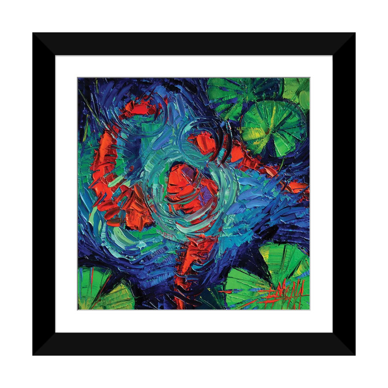 Turquoise Swirls par Mona Edulesco - impression sur toile tendue, H 16 po x l 16 po x P 1 po, Papier d'art encadré noir