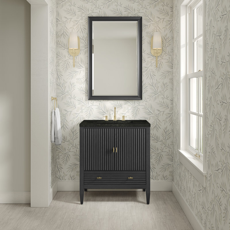 Myrrin 30" W Single Vanity, Carbon Oak, Phantome Eclos, 8" Widespread