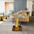Clear Glass End Table Set Couch Side Table With Gold Geometric Base Set Of 2