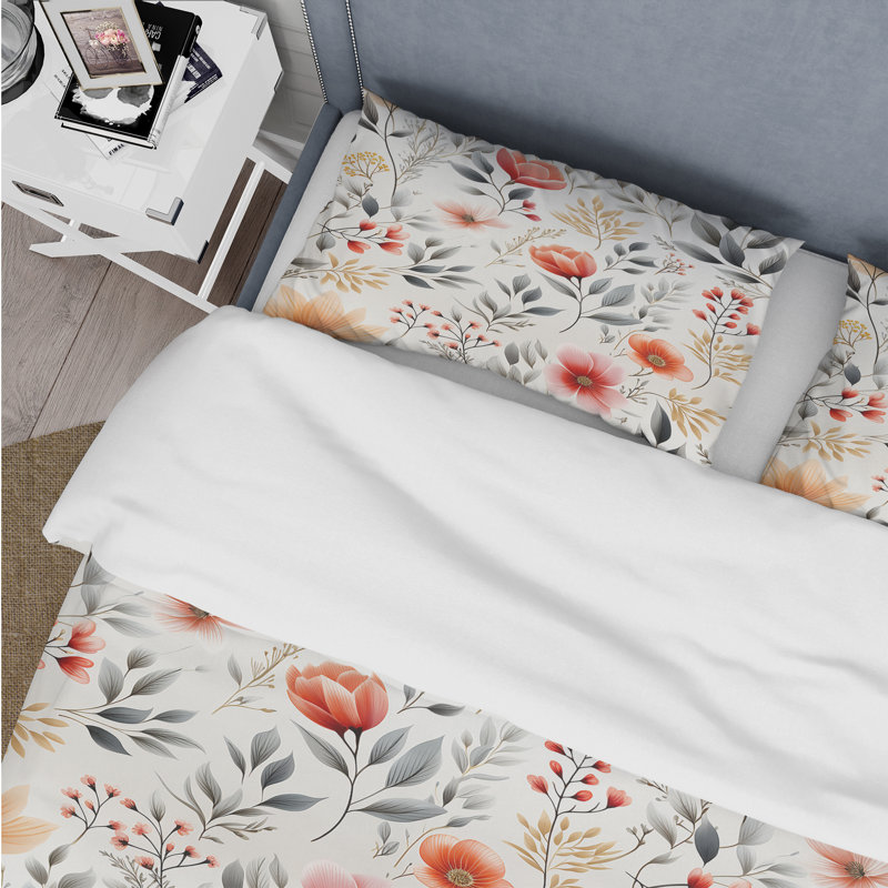 Literie Delicate Neutrals II, Housse de couette pour grand lit et 2 taies décor
