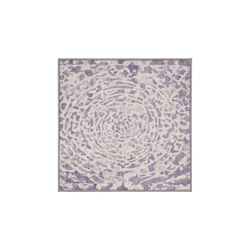 Machine Washable Gray Area Rug, Square 3'