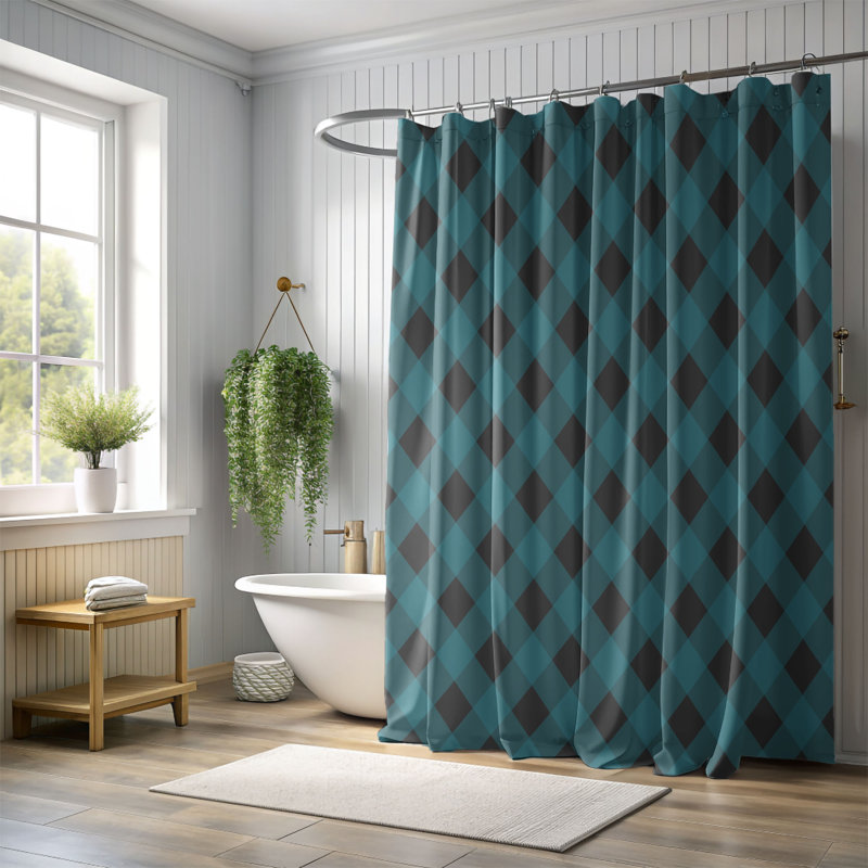 Rideau de douche Elegant Checks - Premium, H 74 po x l 71 po