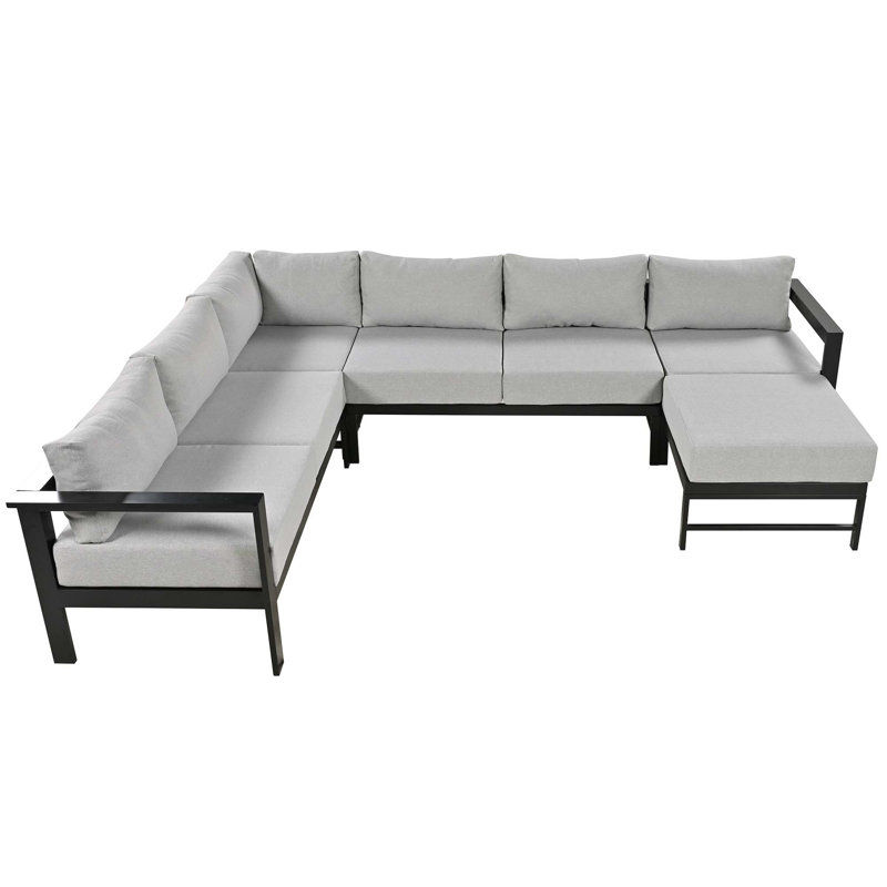U-Shaped Multi-Person Outdoor Sofa Set, Gray