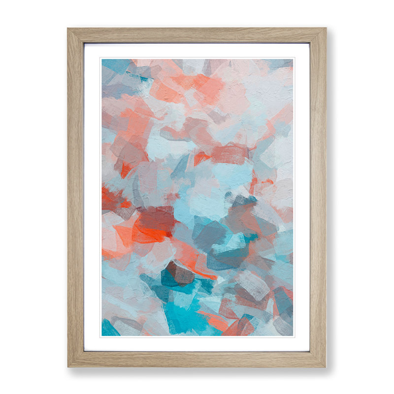 Facing The Sea Abstract - Single Picture Frame Painting, 64cm H x 46cm W x 2cm D, Oak