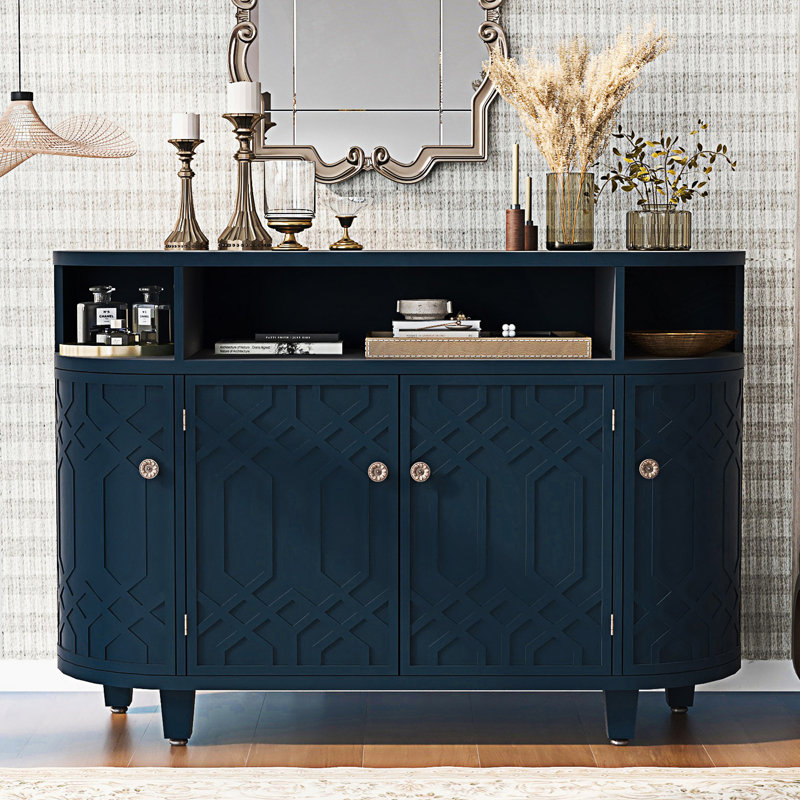 Armoire de rangement courbée avec quatre portes, Marine