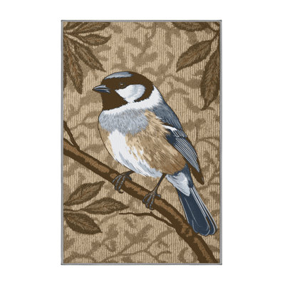Washable Black capped Chickadee Birds Area Rug