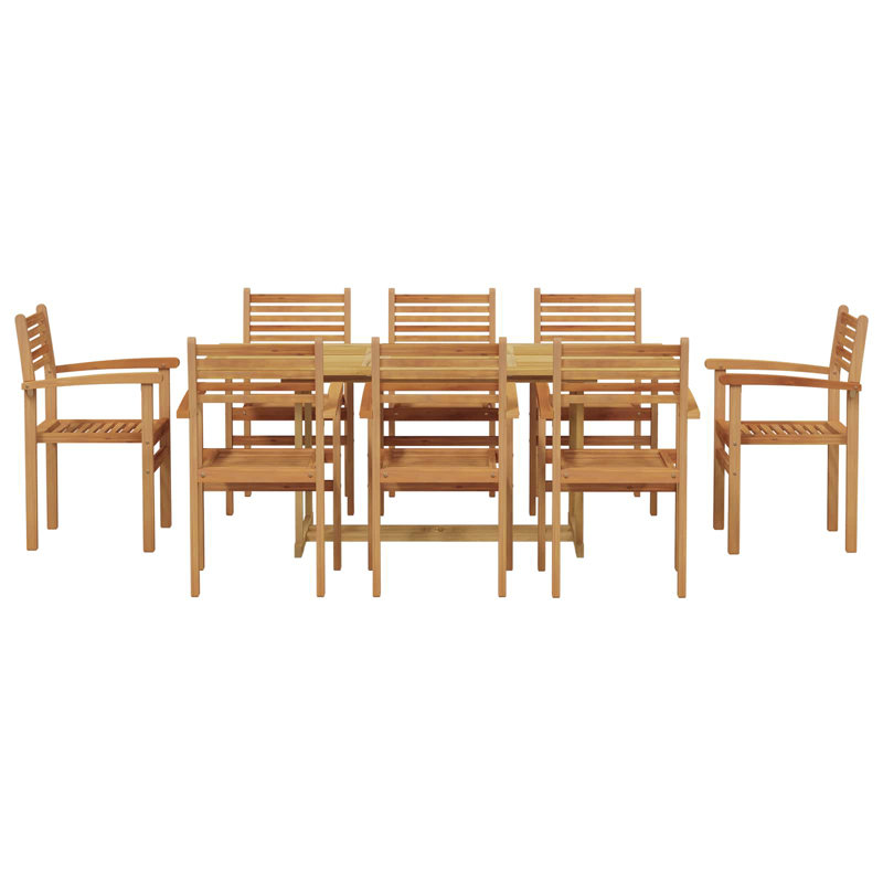 8 - Person Wood Patio Dining Set with Rectangular Table