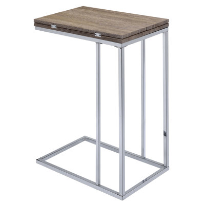 Weathered Oak and Chrome Side Table