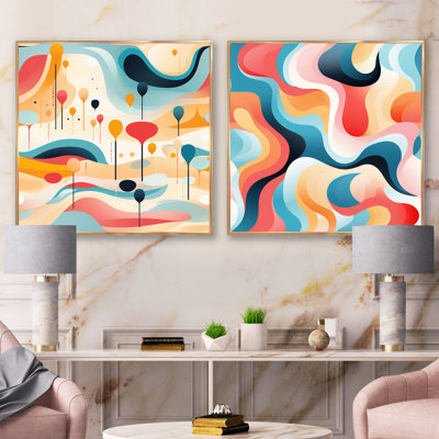 Cridhe - Ensemble de 2 collages carrés abstraits