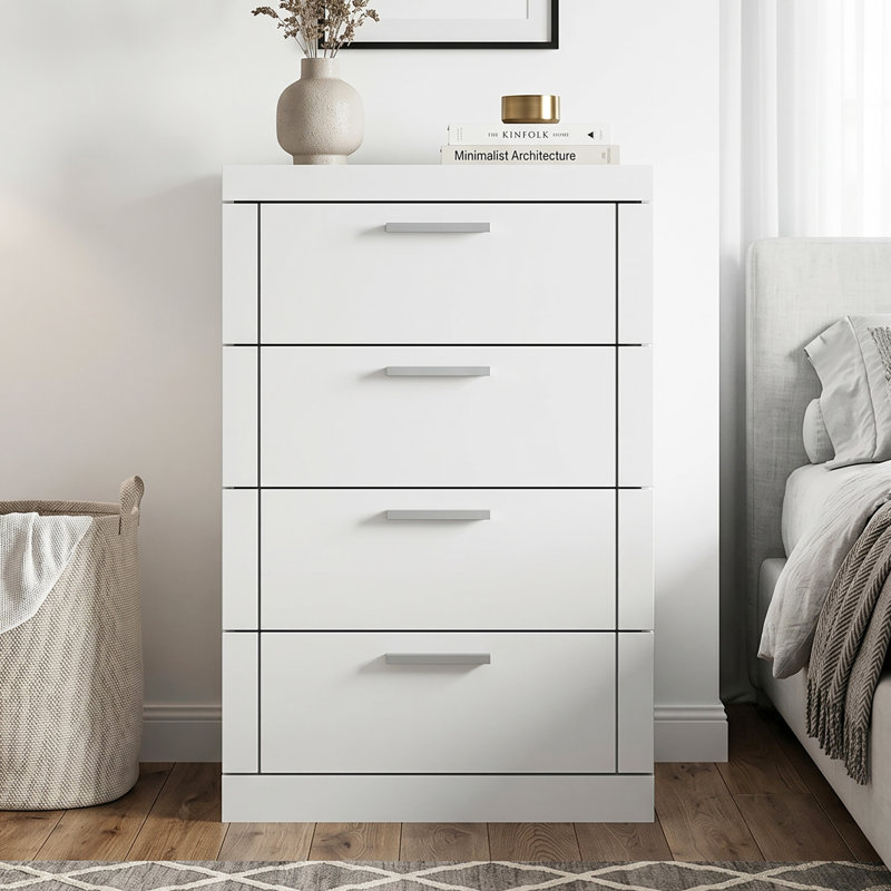  4 Drawer Chest of Drawers, White