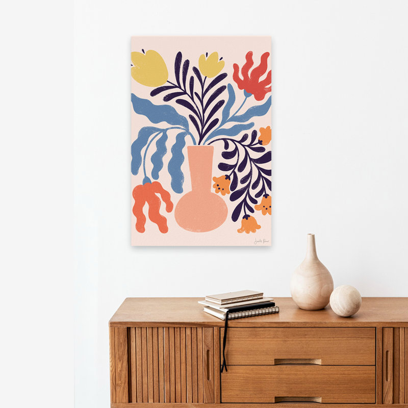 Mid-Century moderne et bohémien Mid Mod Floral I, H 24 po x l 16 po