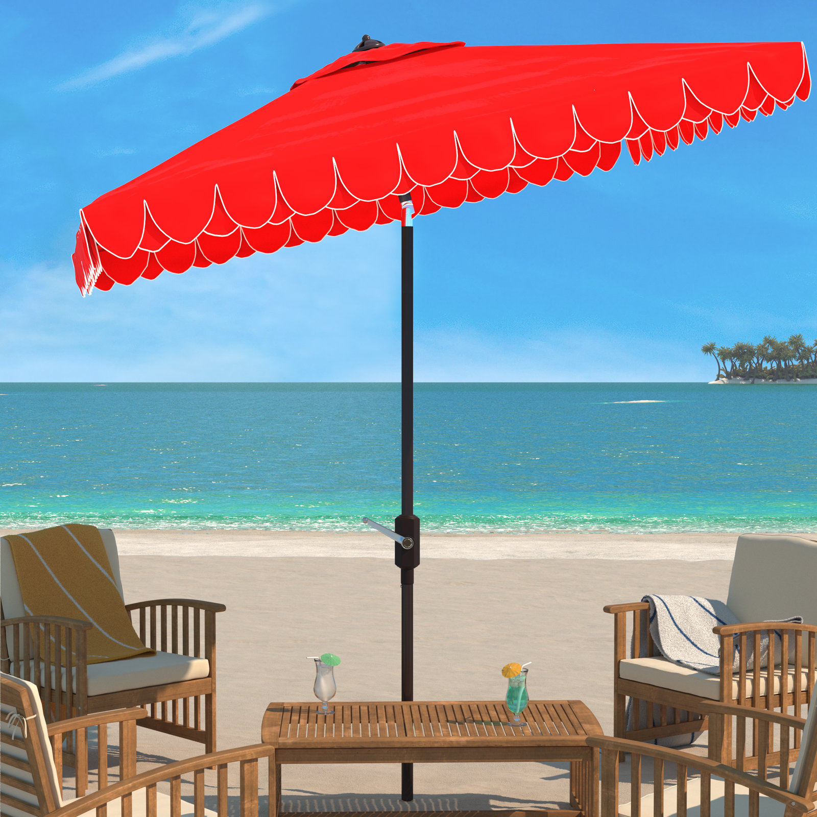 Lincoln 90'' Outdoor Umbrella, Red