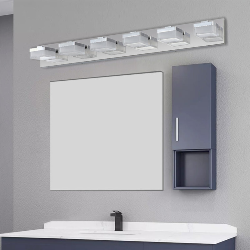 Luminaire de meuble-lavabo moderne à DEL chromé à 6 lumières pour salle de bain et tables de maquillage