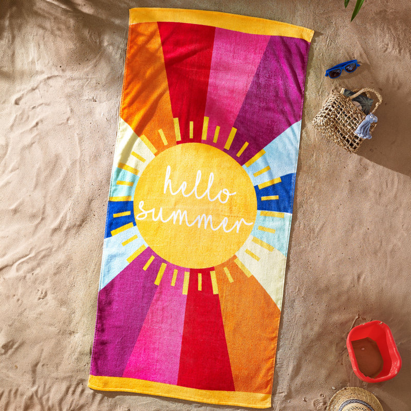 Hello Summer Cotton Beach Towel
