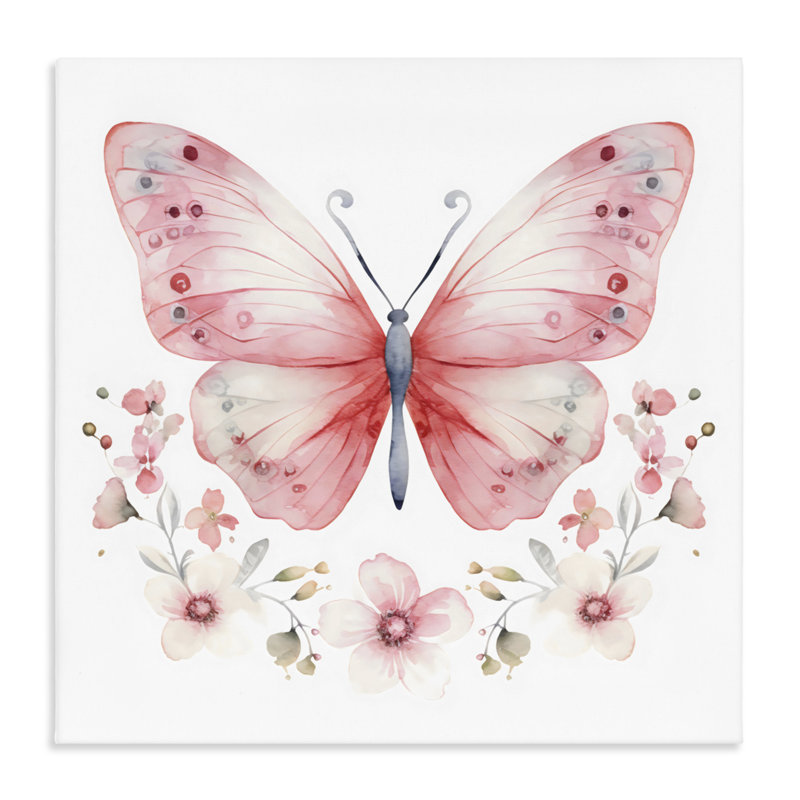 Toile rose avec papillons symétriques roses, design Creative Studio, H 17 po x l 17 po