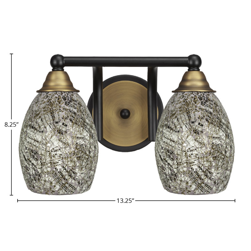 Michell 2-Light Bath Bar, Matte Black/Brass, Natural