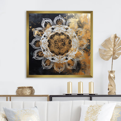 Mandala blanc et or III sur toile