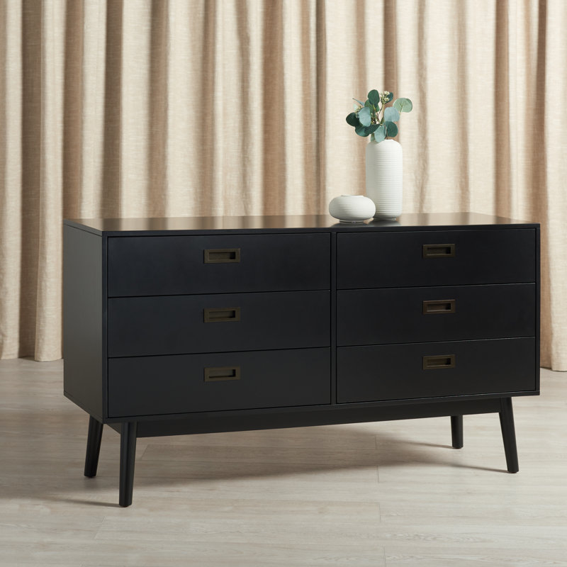 Commode double 6 tiroirs l 56 po, Noir