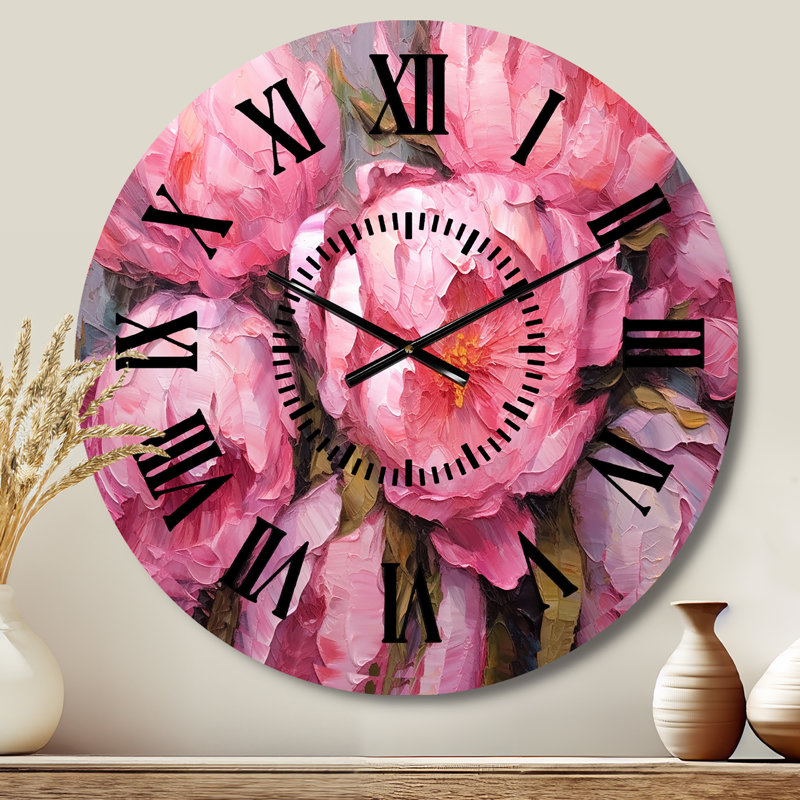 Horloge murale rose avec pivoine Perfection I, Médium