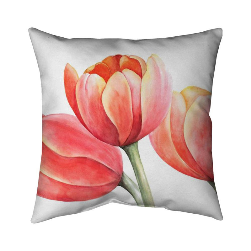 Three tulips closeup - 20"x20" Throw pillow - Poly twill - Print on demand, Polyester/Polyfill, 20" x 20"