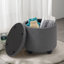 Repose-pieds moderne avec rangement et pouf en lin 18,75 po avec rangement caché pour le salon, la chambre à coucher-8122051