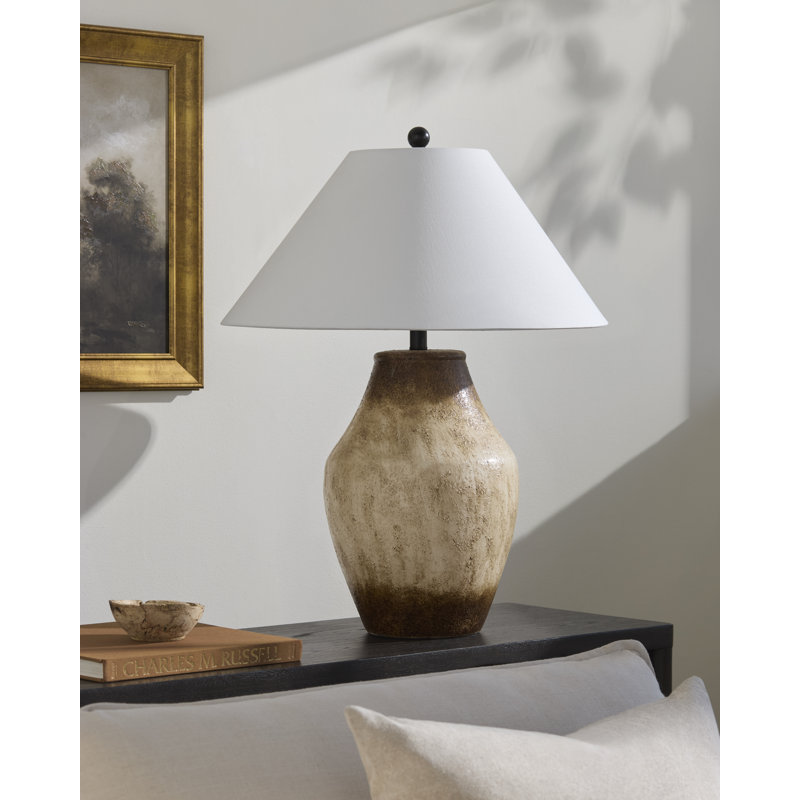 Lampe de table en céramique Hillsville, Blé, Blanc