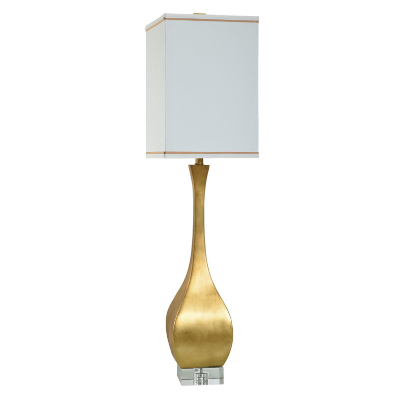 Feuille d'or - lampe de table en poly - blanc cassé avec abat-jour taupe