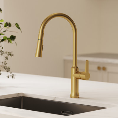 Pull-Down Kitchen Faucet with Dual-Function Sprayer, Single-Handle Sink Faucet