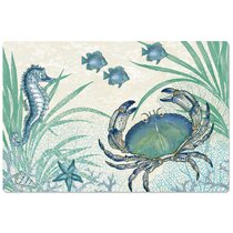 Nautical Kitchen Rugs Set, Beach Starfish Kitchen Mats Cushioned anti  Fatigue 2