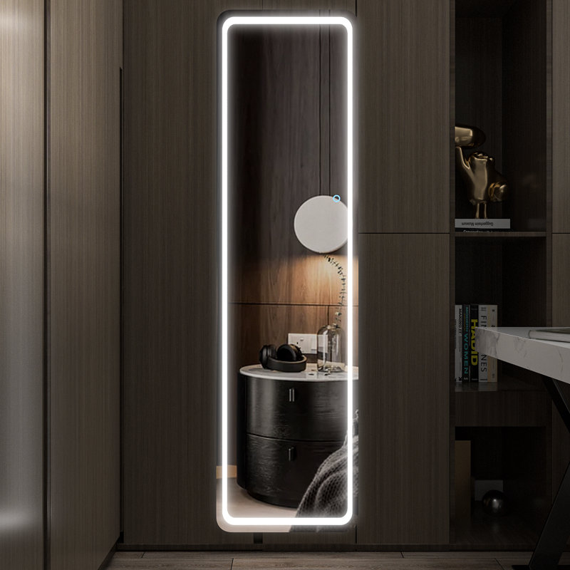 Taelyn Rectangle LED Metal Mirror, Black