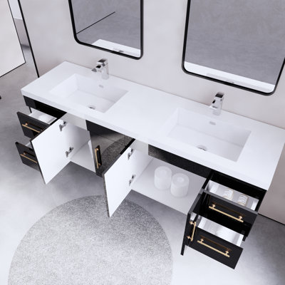Ensemble de meuble-lavabo double mural 70,5 "Bensley
