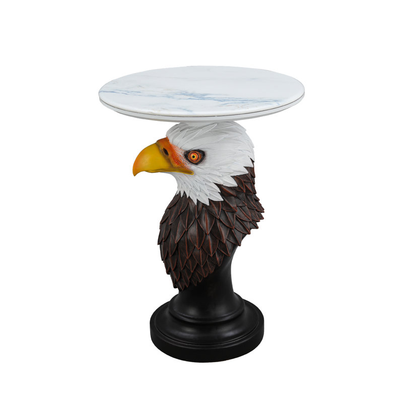 Eagle Head Marble-Top Accent Table