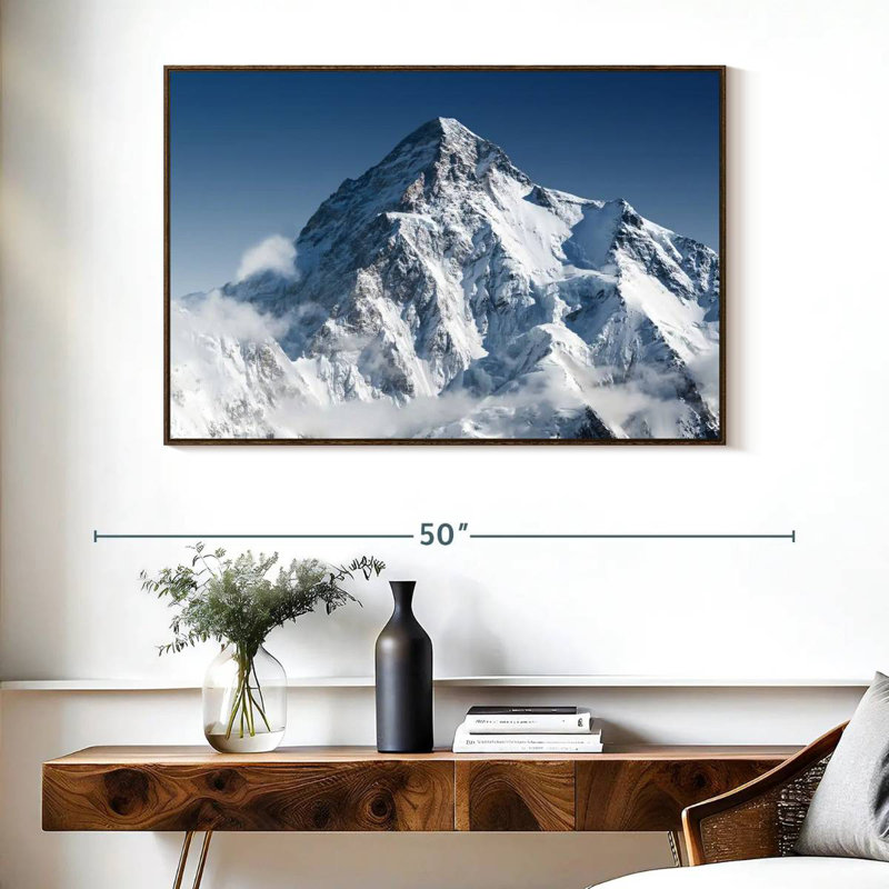 La montagne K2 au Pakistan, Cadre flottant en noyer, 40 po x 27 po