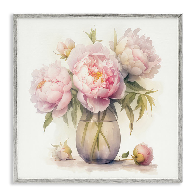 Charmantes pivoines roses, estampe numérique encadrée par LSR Design Studio, Estampe numérique Farmhouse, H 17 po x l 17 po