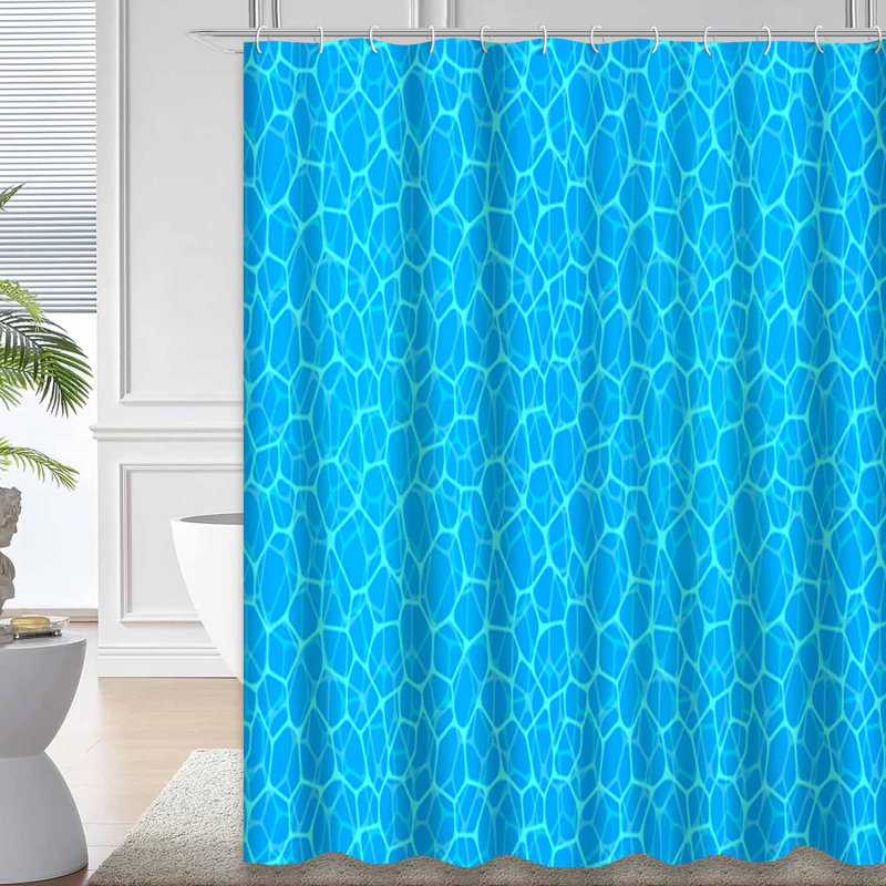 Rideau de douche bleu avec 12 crochets pour piscine, L 72 po x l 84 po