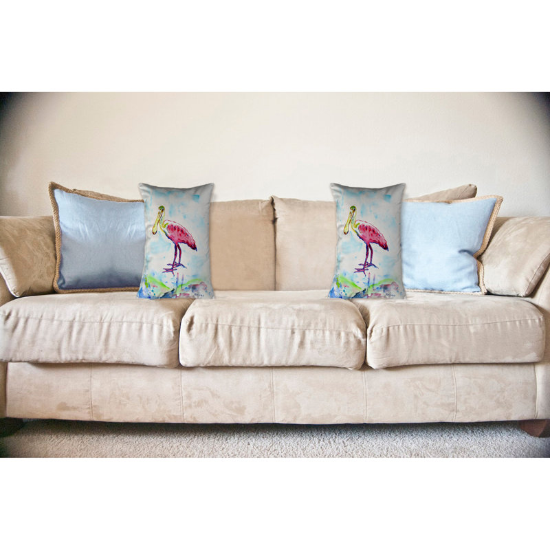Spoonbill Outdoor Reversible Throw Pillow