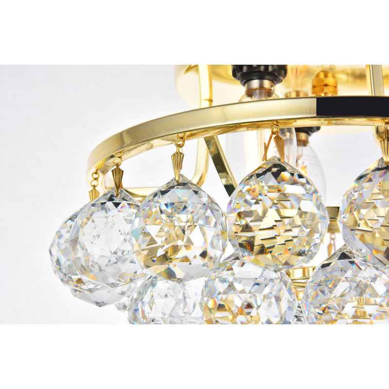 Eustacio Semi Flush Mount, Gold, 15" H x 10" W x 10" D, 3 Lights