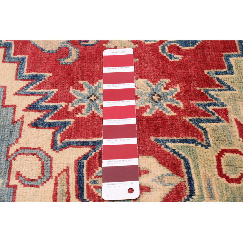 Tapis rouge en laine noué à la main de conception unique 8 pi 11 po x 11 pi 1 po New Age