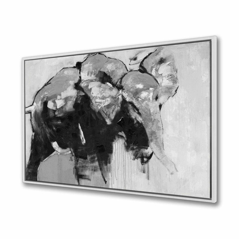 Éléphant sur toile monochrome - art moderne de décoration intérieure