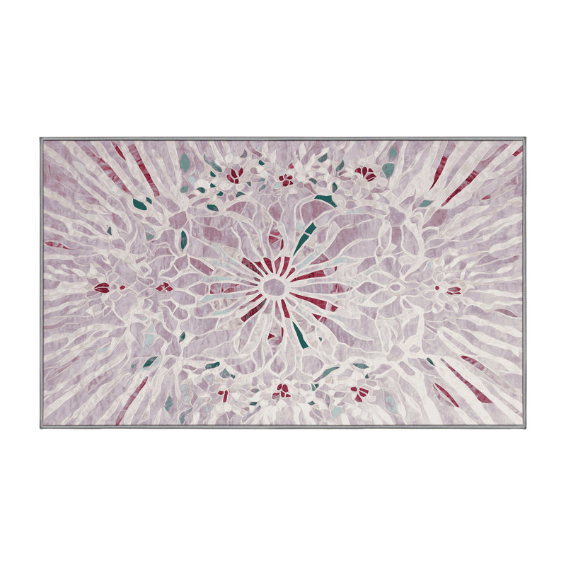 Machine Washable Gray Area Rug, Rectangle 5' x 8'